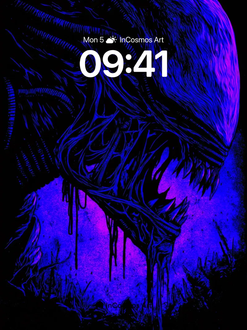 Cobalt Nightmare Wallpaper with Dripping Shadows