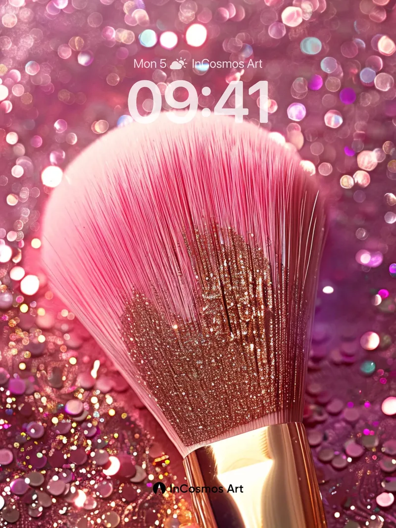 Gilded Sparkle Wallpaper with Pink Brush Elegance