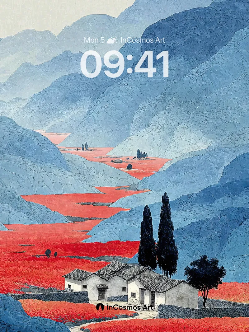 Crimson Valley Wallpaper with Mountain Hush