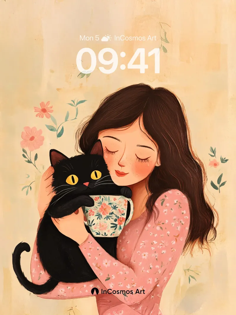 Serenity Bloom Wallpaper with Floral Embrace