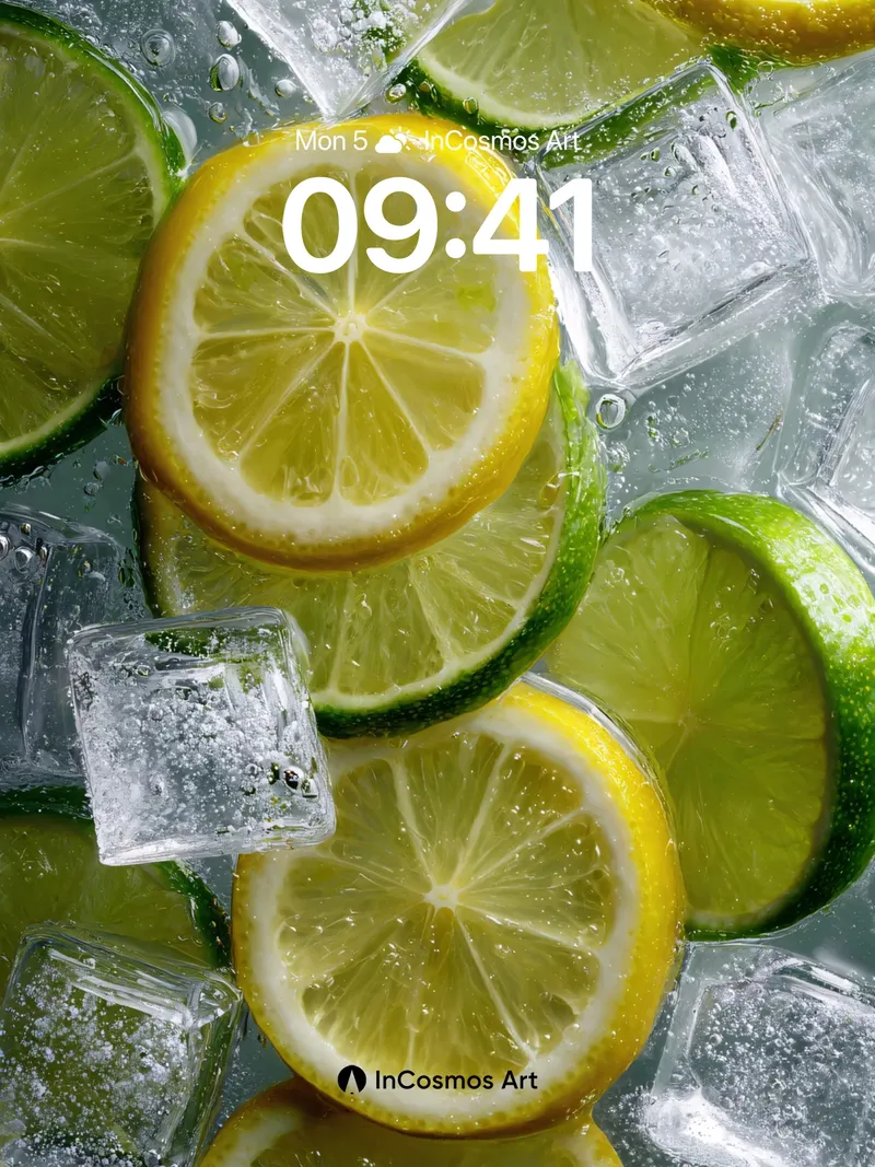 Crystalline Citrus Wallpaper with Sparkling Ice