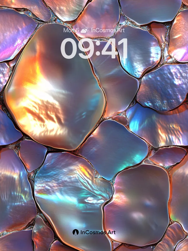 Luminous Shell Wallpaper with Iridescent Depth