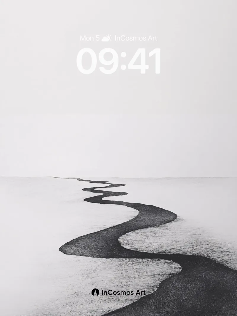 Serpentine Shadow Wallpaper with Foggy Horizon