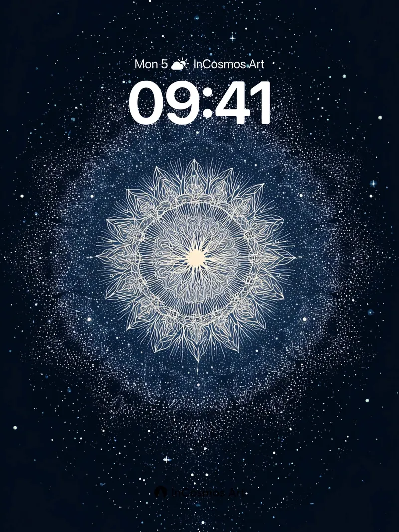 Cosmic Mandala Wallpaper with Starlight Veins