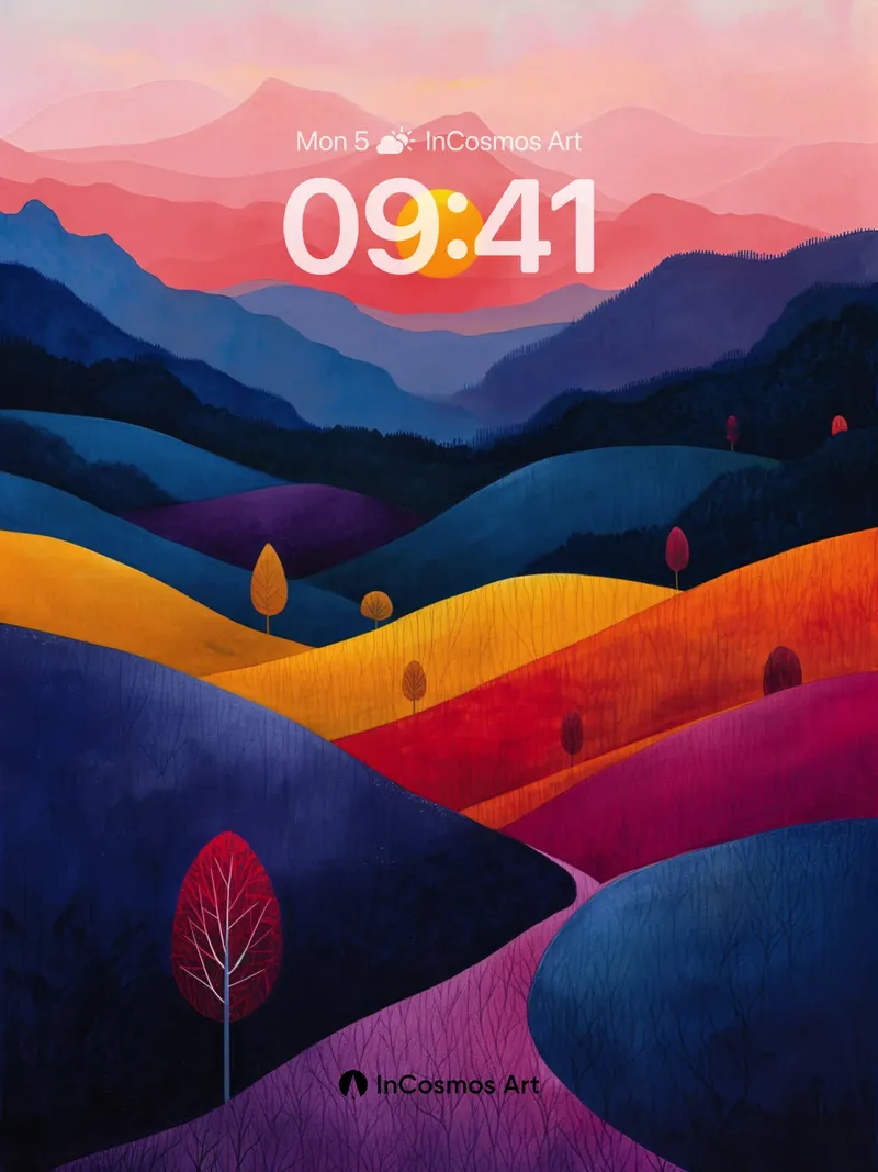 Serenity Ridge Wallpaper with Sunset Hues