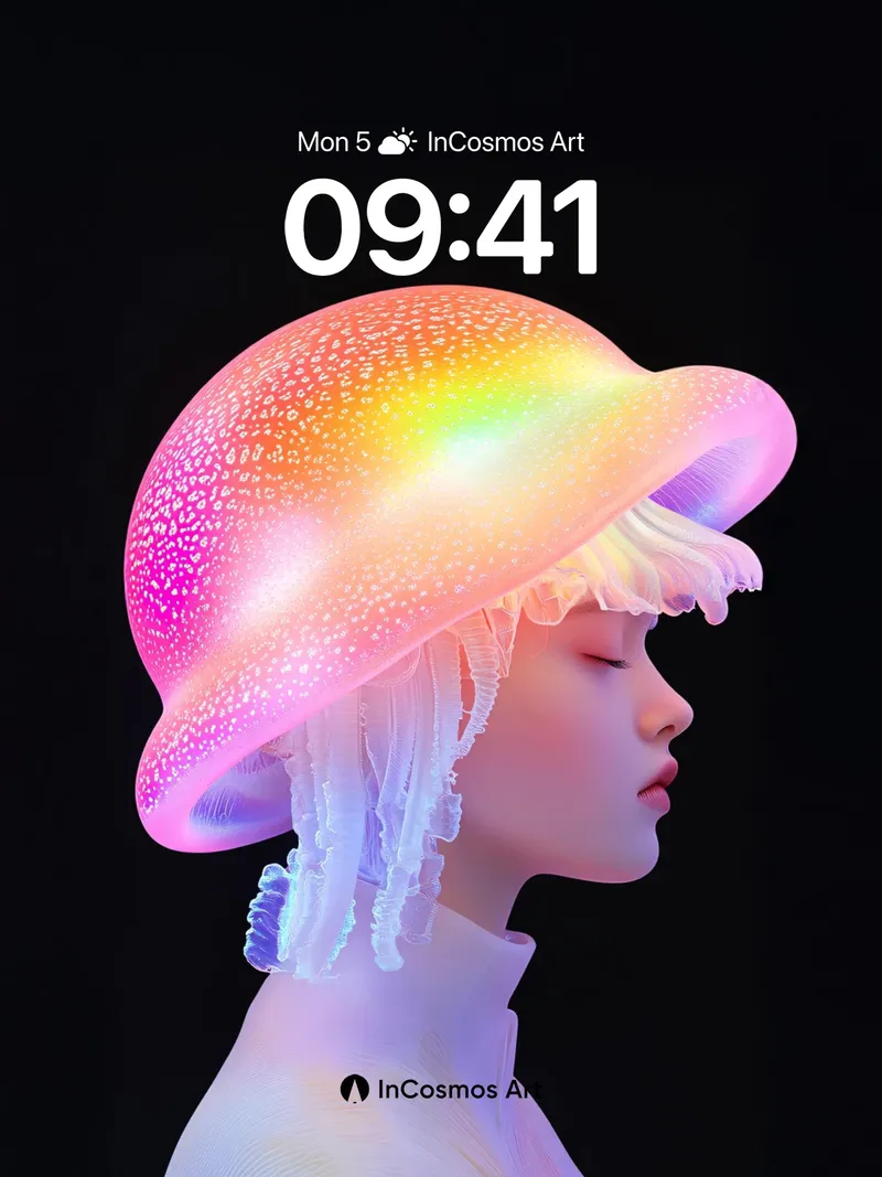 Luminous Jellyfish Wallpaper with Bioluminescent Veil