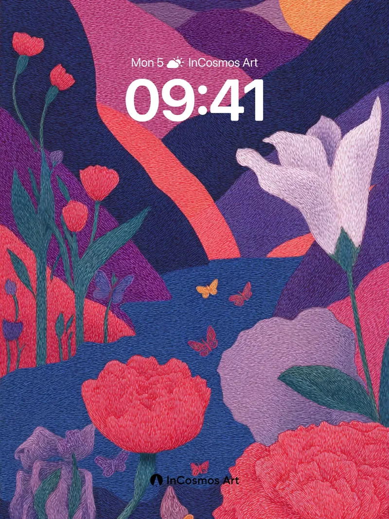 Velvet Valley Wallpaper with Embroidered Blooms