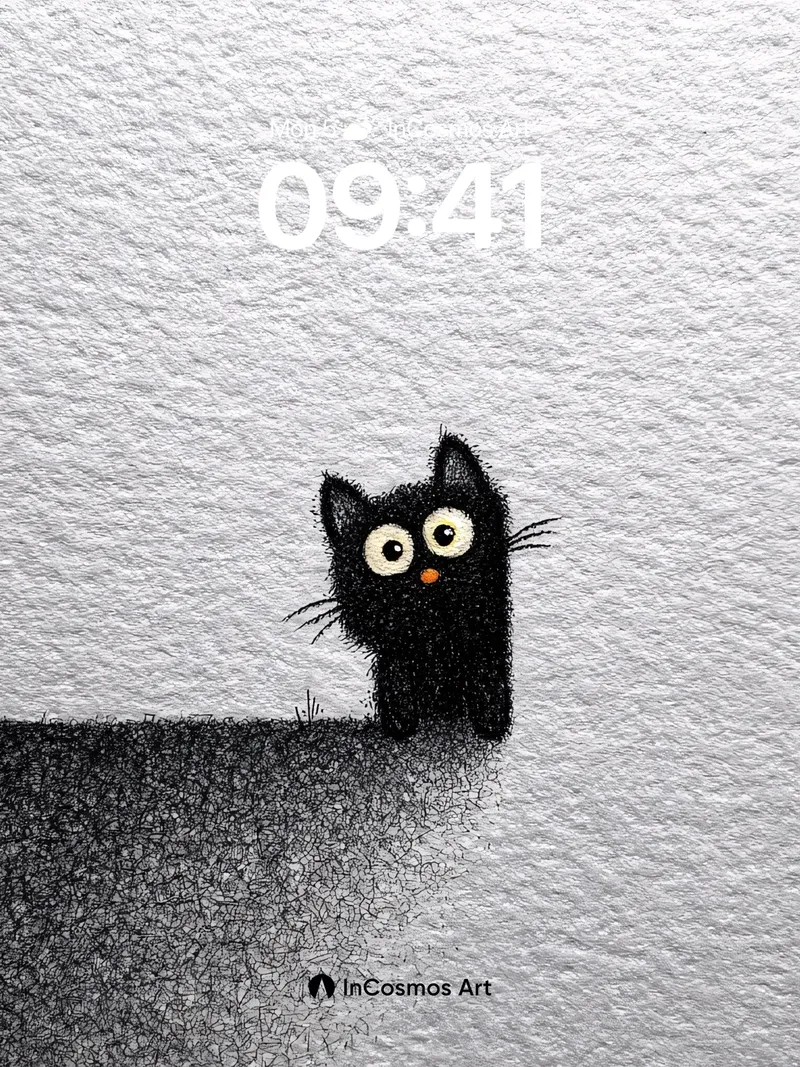 Whispering Shadow Wallpaper with Peeking Kitty