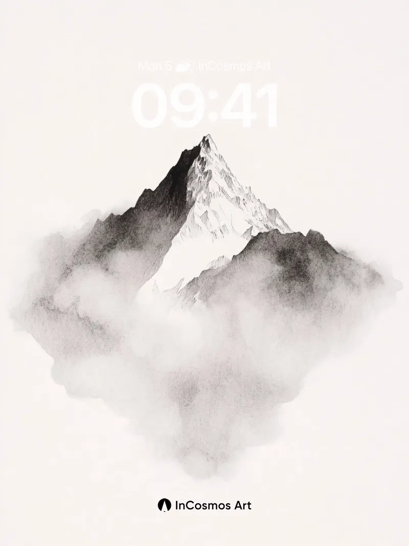 Serene Peak Wallpaper with Cloud Veil