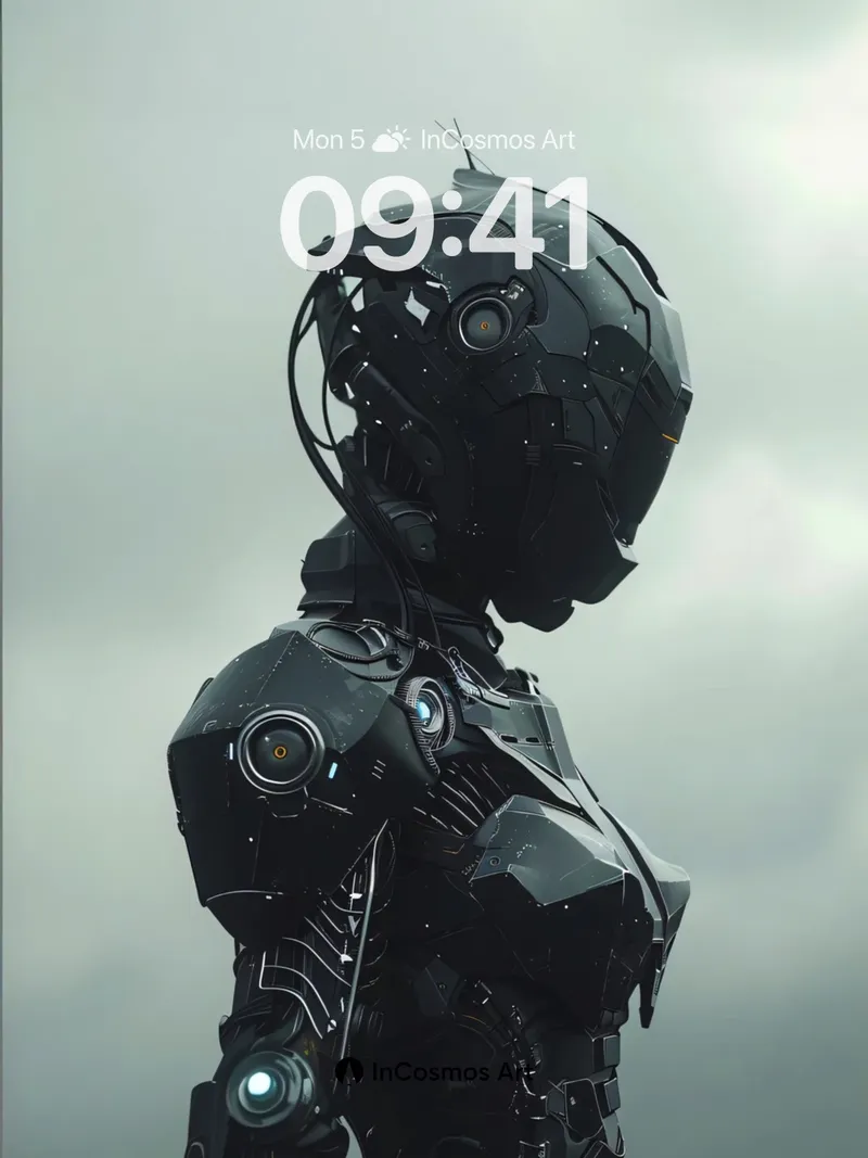 Silent Sentinel Wallpaper with Neon Veins