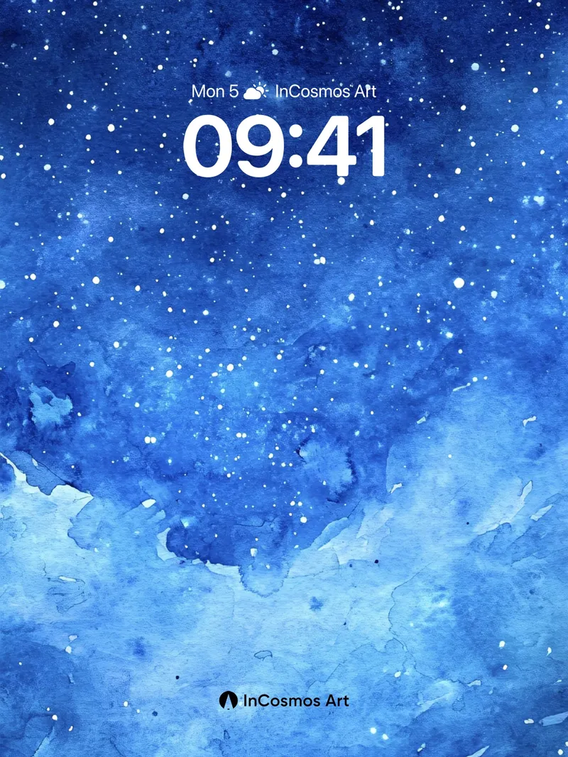 Stellar Veil Wallpaper with Watercolor Cosmos
