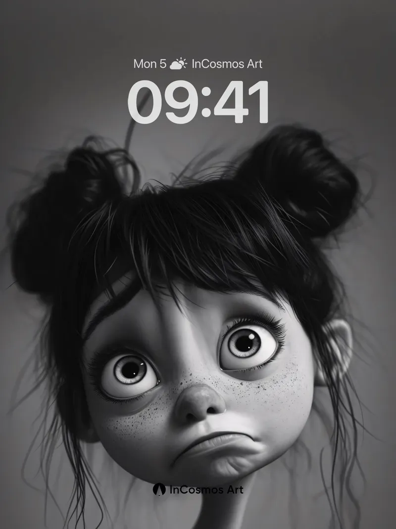 Whimsical Gaze Wallpaper with Ink-Sketch Texture