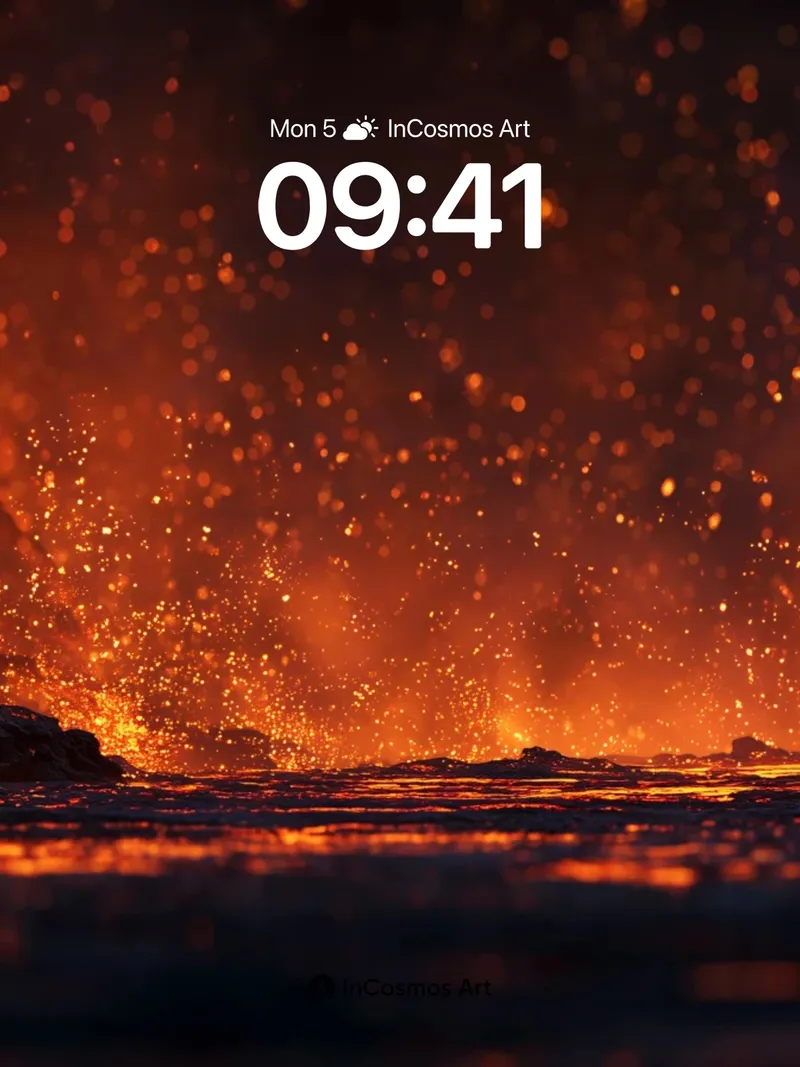 Incandescent Flow Wallpaper with Molten Sparks