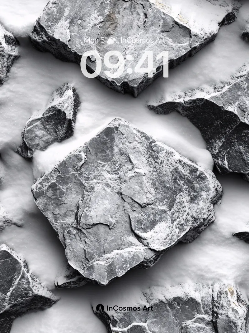 Frost-Cracked Stone Wallpaper with Whispering Light