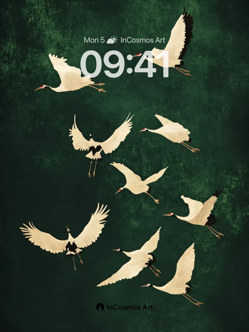 Serene Flight Wallpaper with Emerald Depth