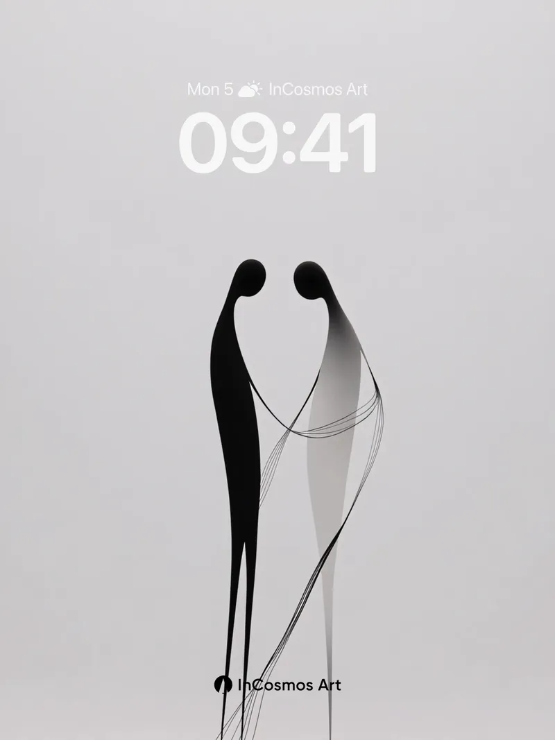 Silhouetted Embrace Wallpaper with Whispering Lines