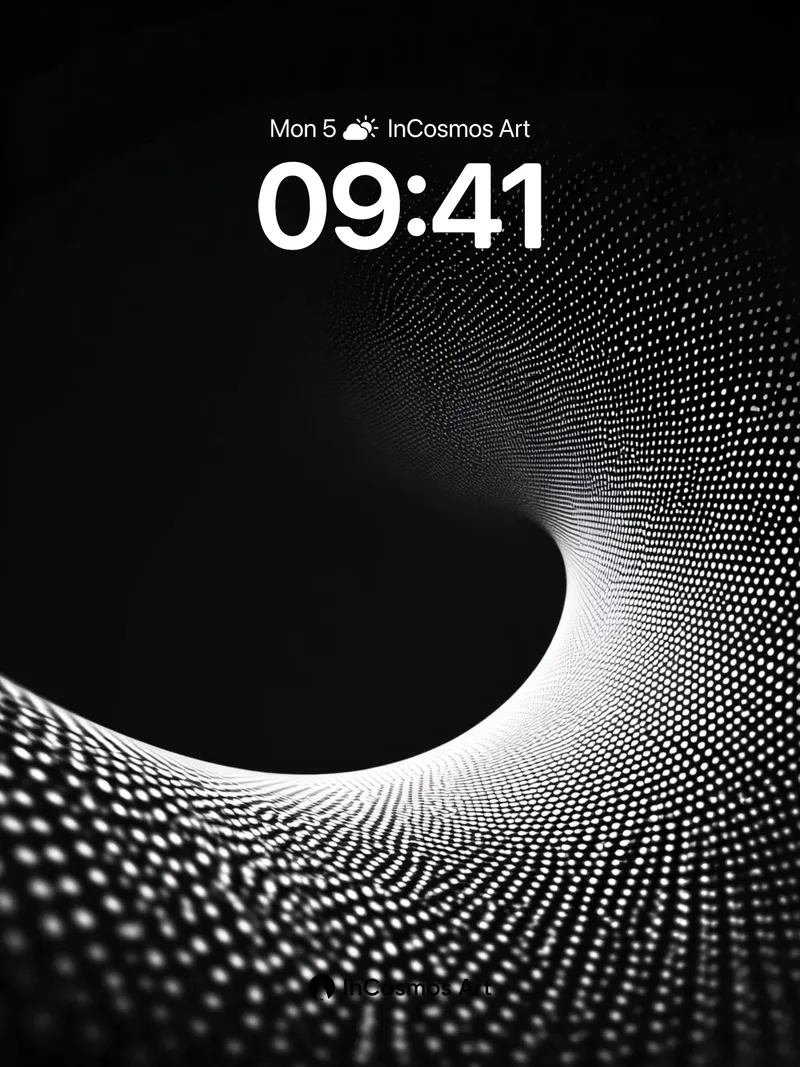 Luminous Void Wallpaper with Dot Matrix Flow