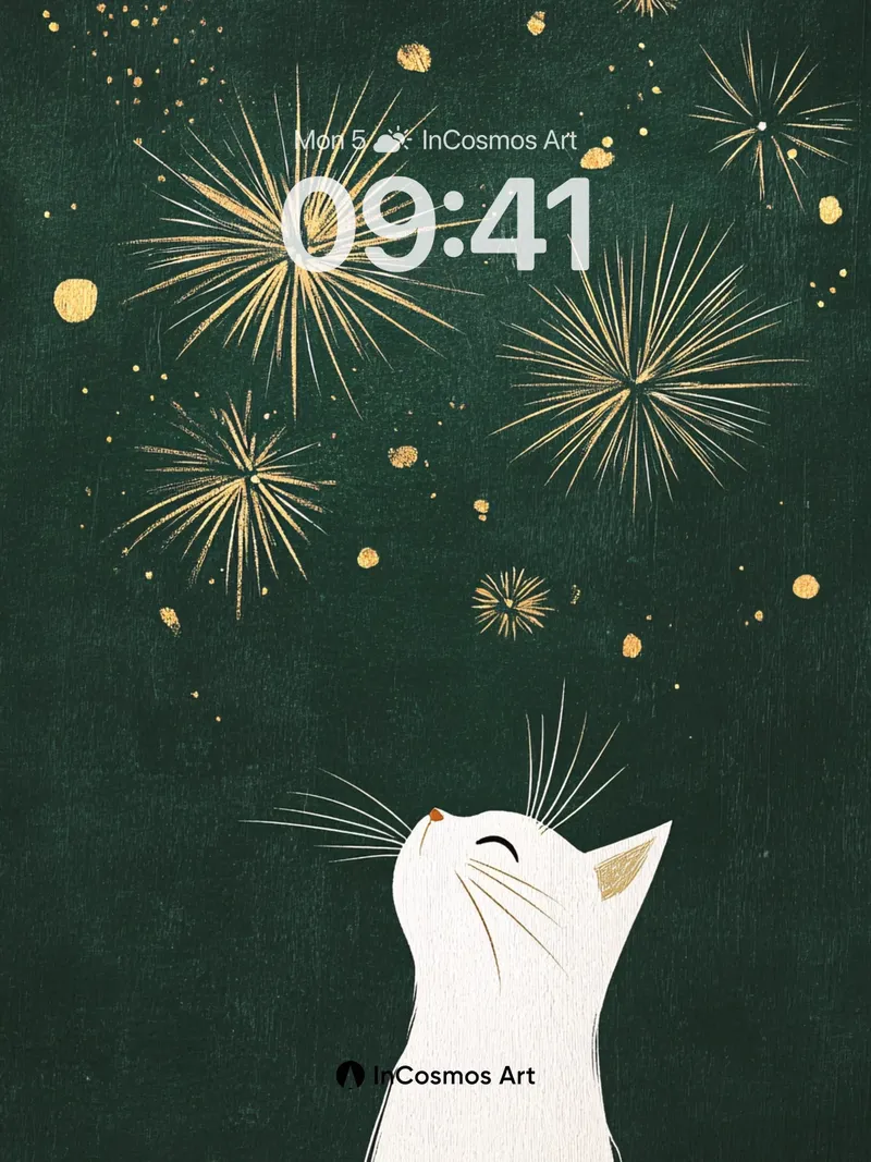 Whispering Starlight Wallpaper with Celestial Cat