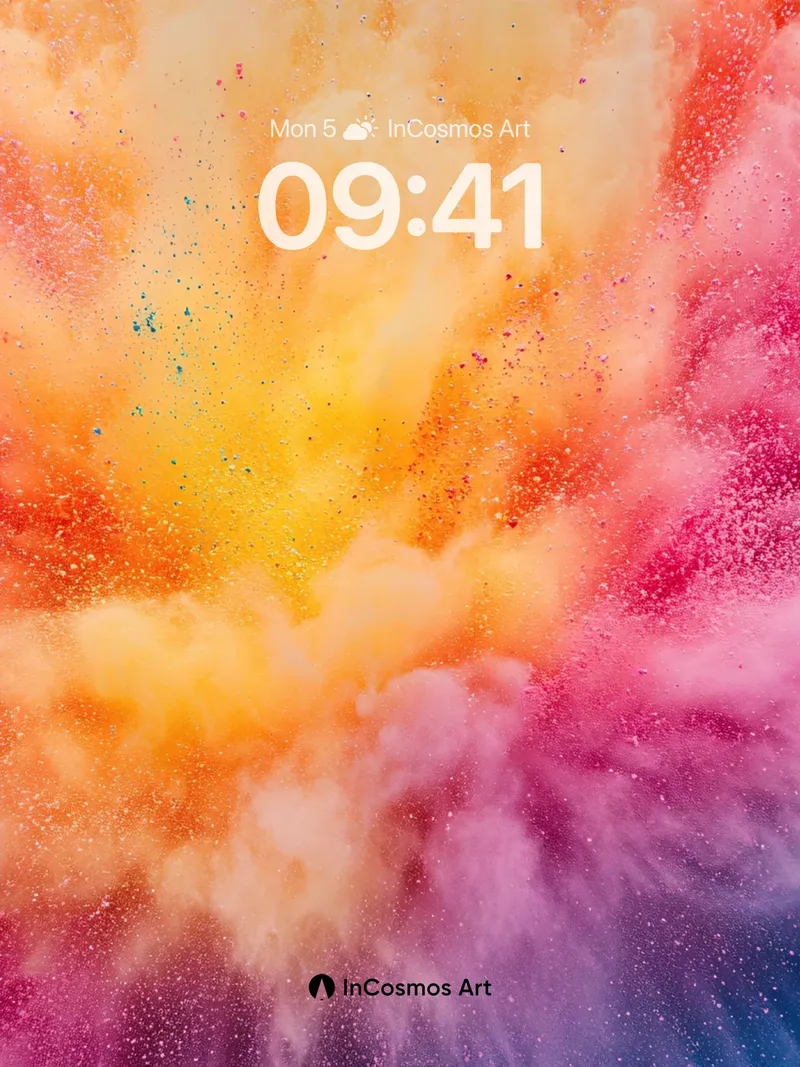 Chromatic Burst Wallpaper with Floating Hues