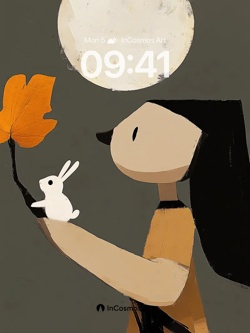 Serene Moonlight Wallpaper with Silent Rabbit