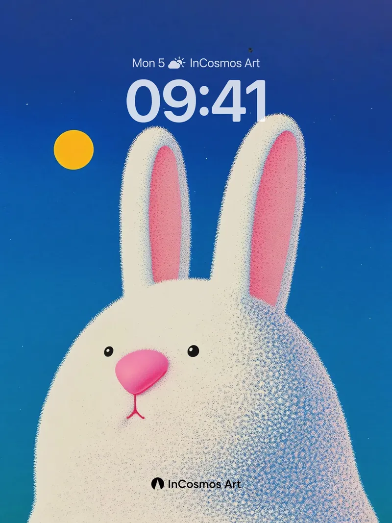 Soft Moonlight Wallpaper with Whimsical Bunny