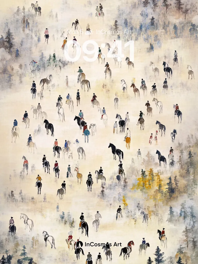 Mistbound Cavalry Wallpaper with Whispering Pines