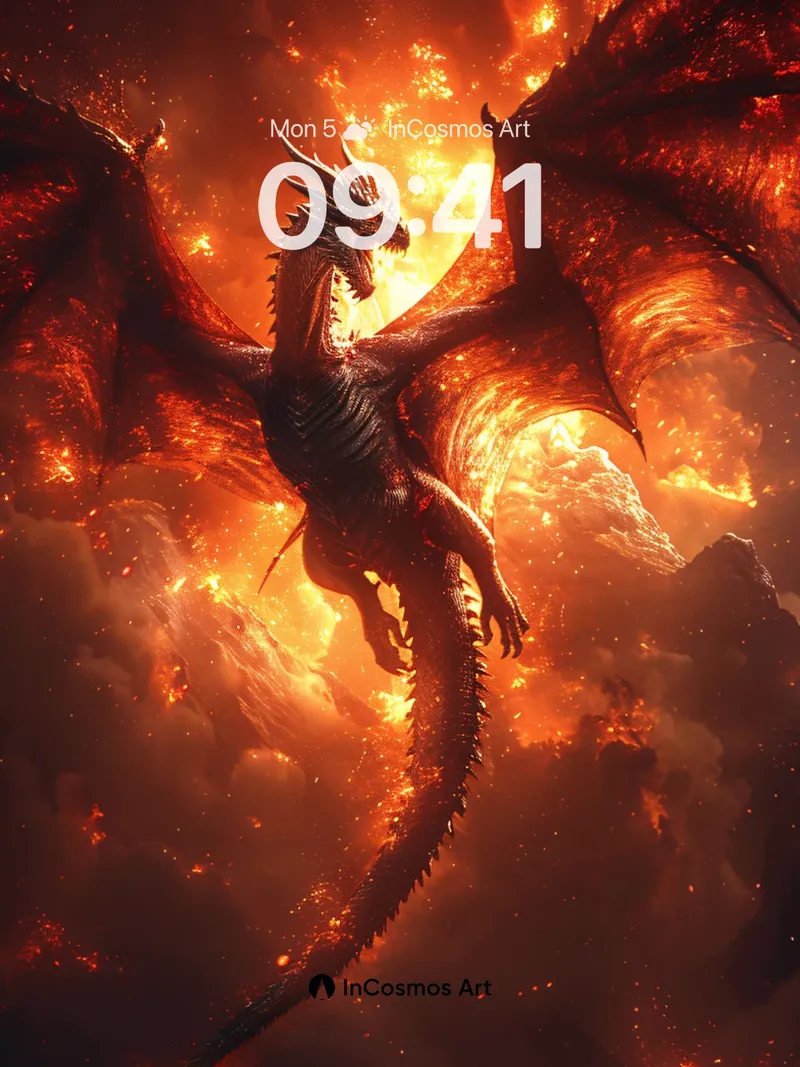 Inferno Soar Wallpaper with Molten Wings