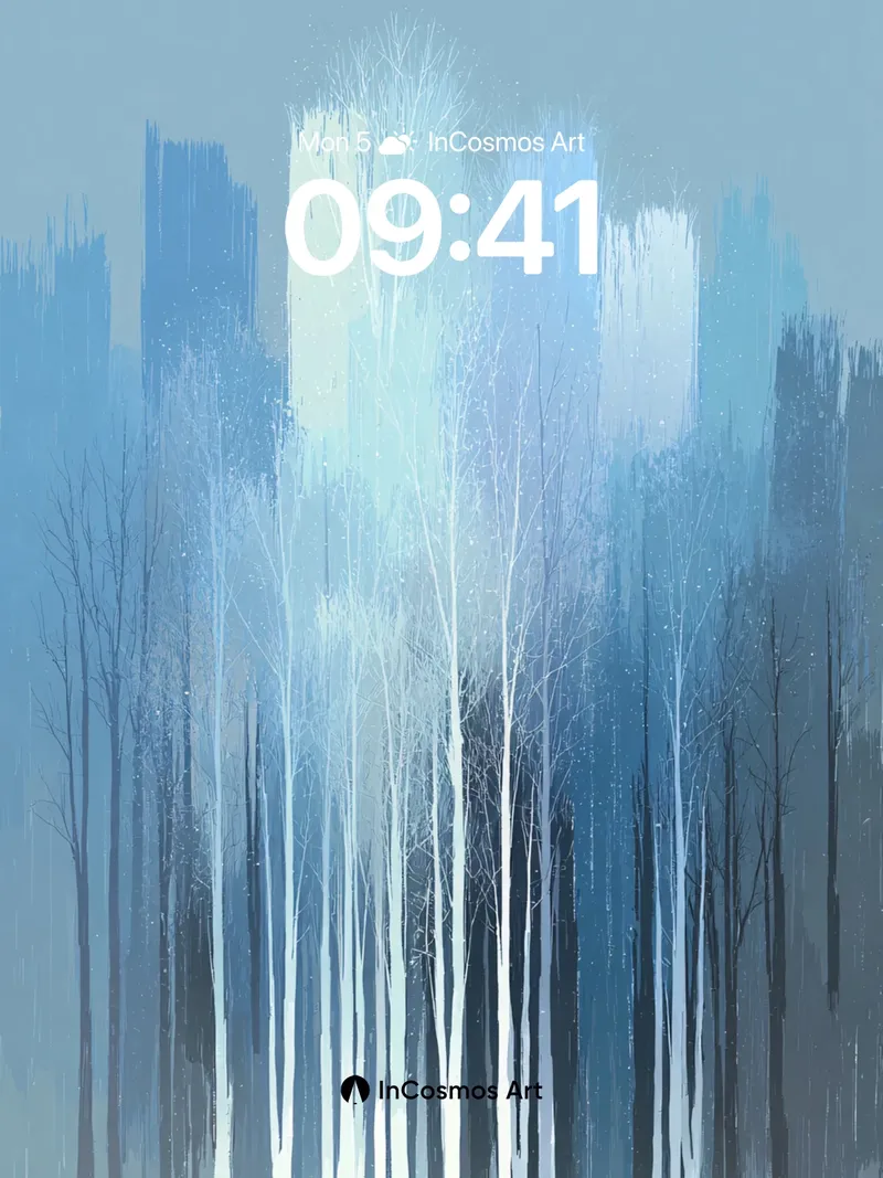 Frost Whisper Wallpaper with Ethereal Birches