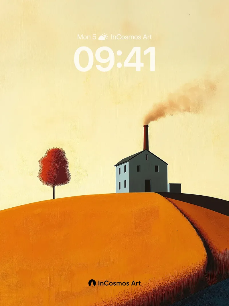 Autumn Hush Wallpaper with Smoldering Chimney