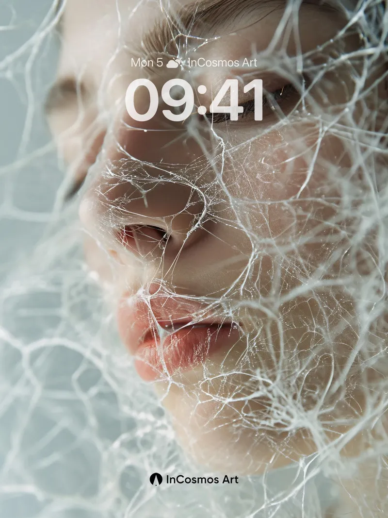 Silken Veil Wallpaper with Ghostly Threads