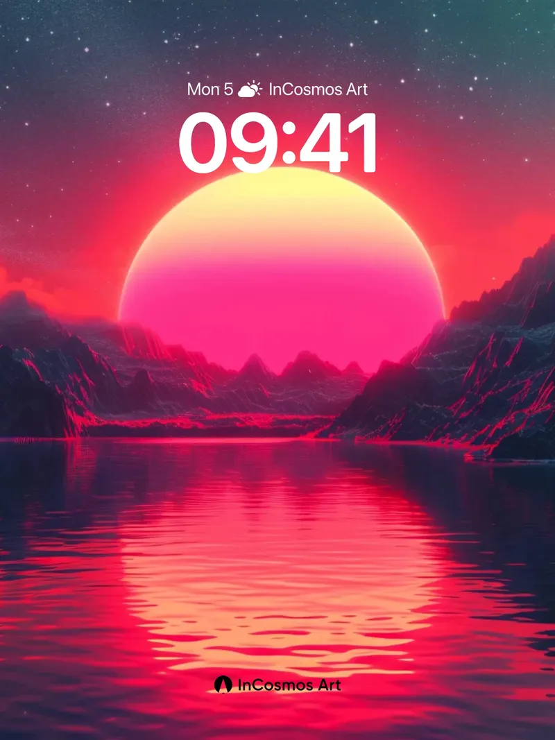 Crimson Horizon Wallpaper with Nebula Reflection