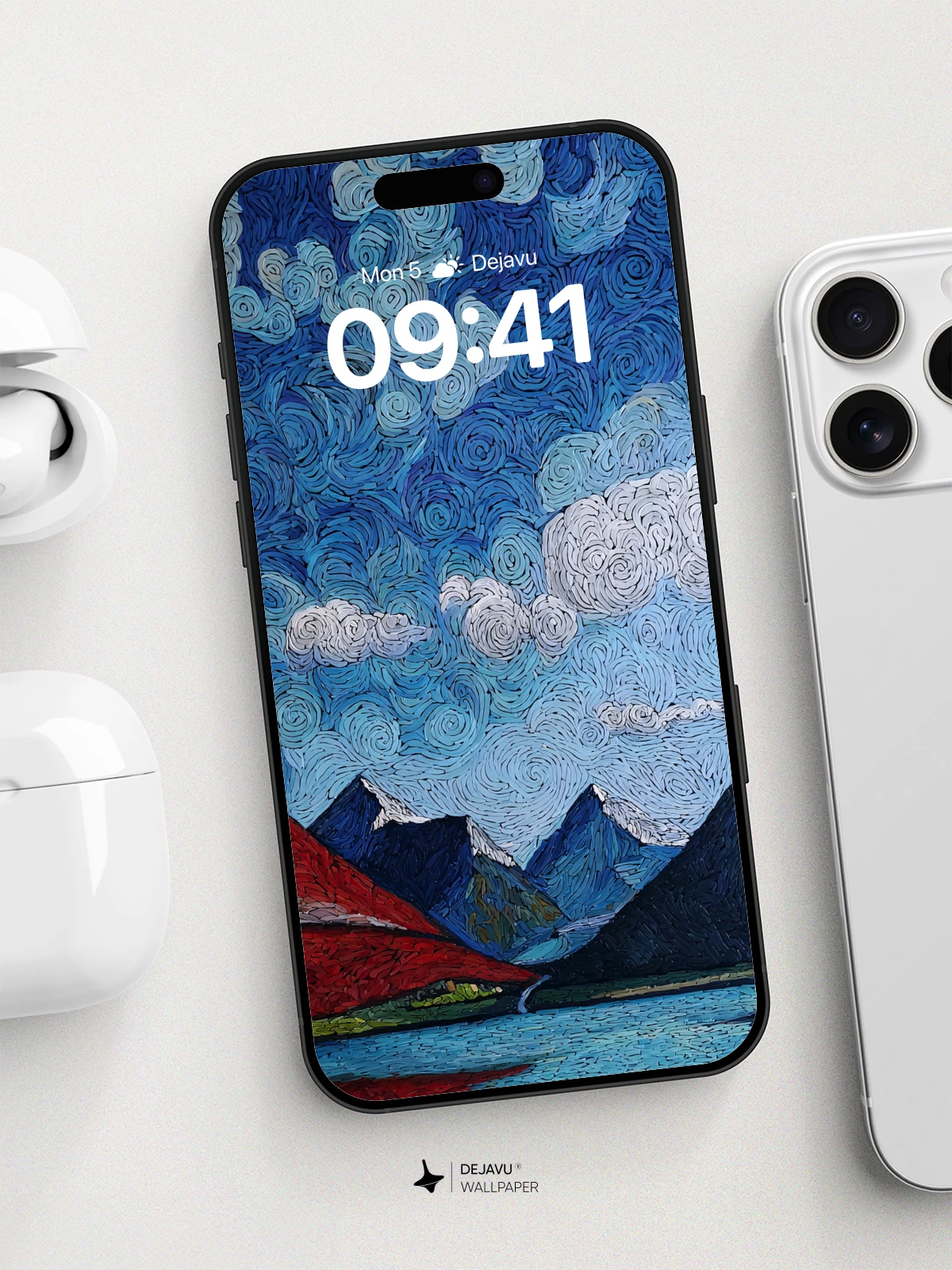 Van Gogh-Inspired Mountain Landscape Wallpaper 8K for iPhone and Android