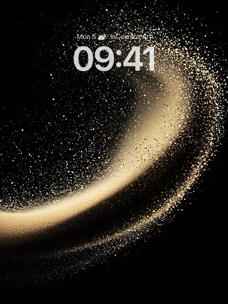 Golden Whirl Wallpaper with Cosmic Dust Trails