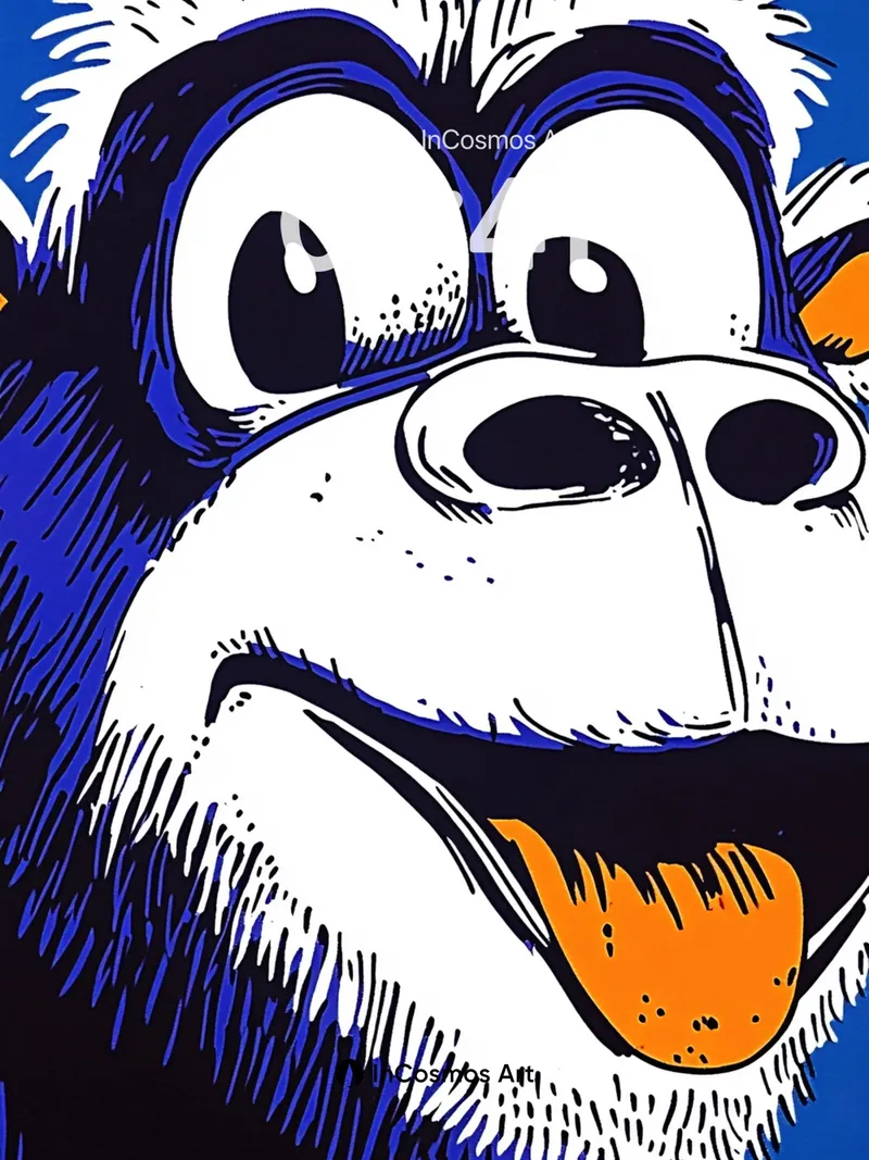 Playful Pop Art Monkey Wallpaper with Bold Lines