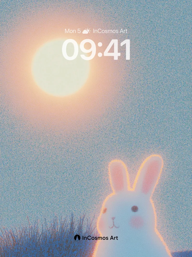 Luminous Hare Wallpaper with Celestial Glow