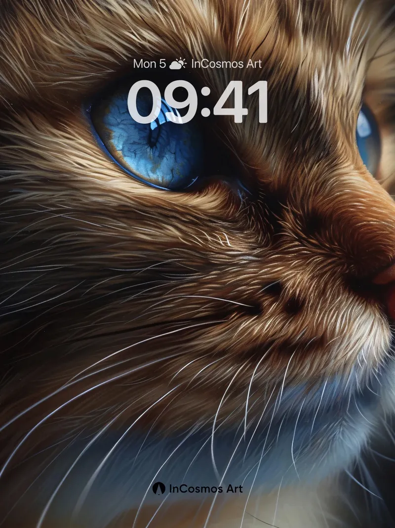 Whispering Fur Wallpaper with Azure Gaze