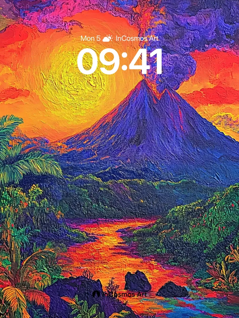 Volcanic Mirage Wallpaper with Swirling Sky