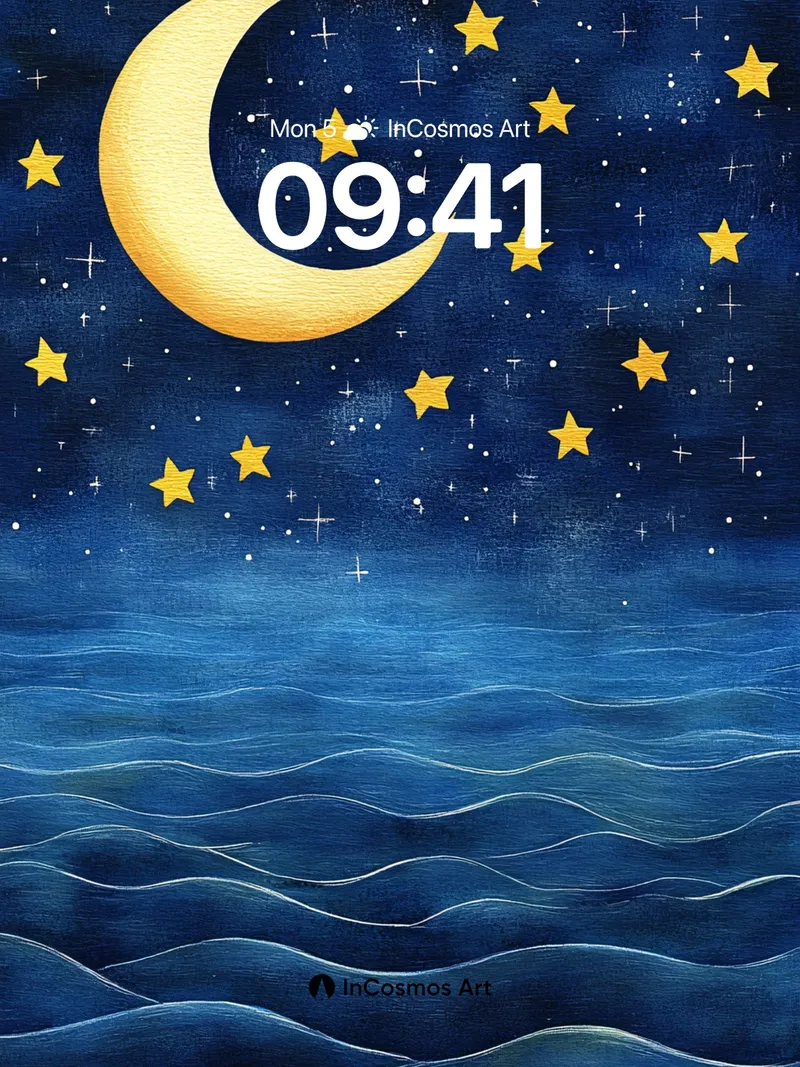 Moonlit Serenade Wallpaper with Starlit Waves