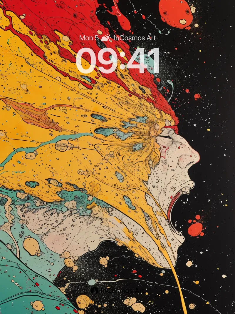 Cosmic Scream Wallpaper with Painted Galaxy