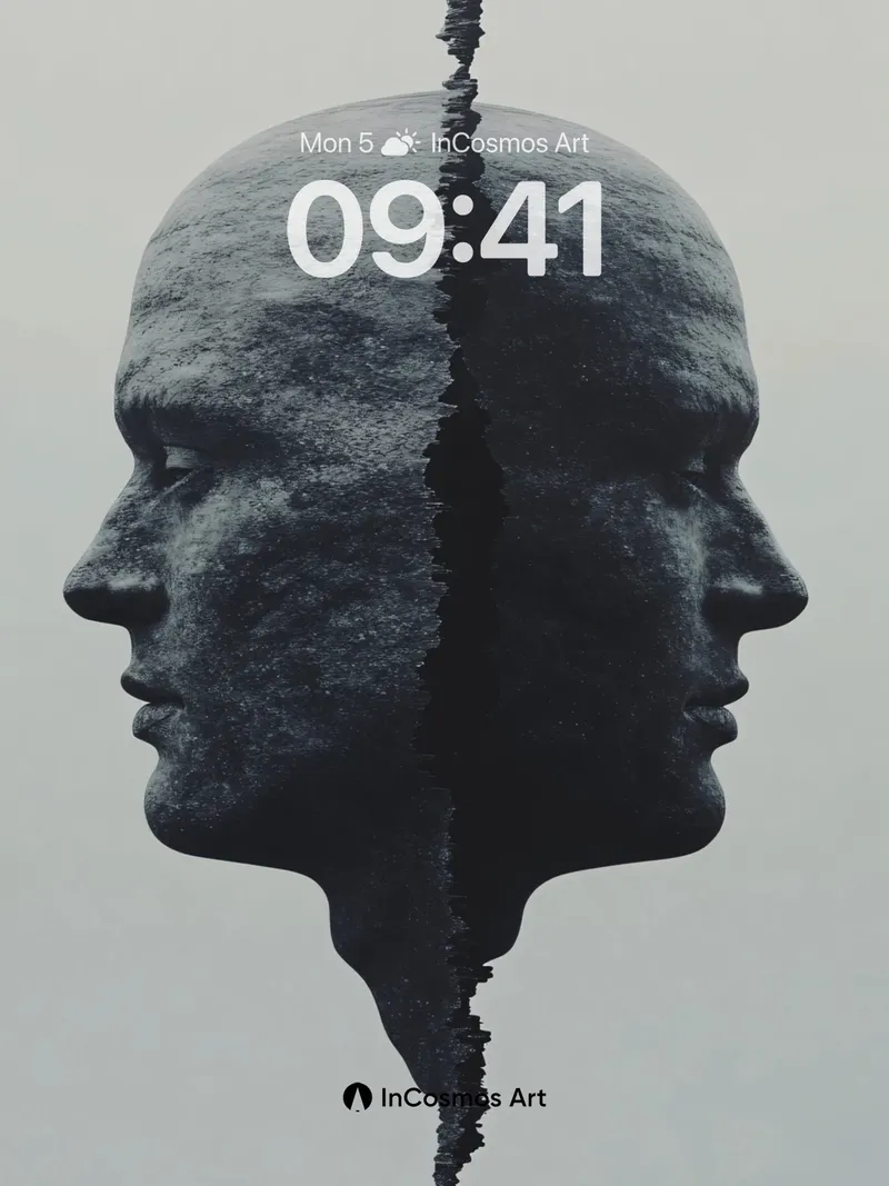 Fractured Mind Wallpaper with Split Silhouette