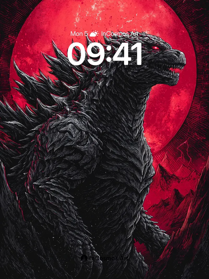 Obsidian Titan Wallpaper with Crimson Moonlight