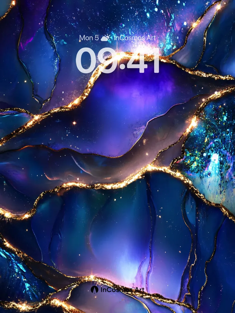 Cosmic Veil Wallpaper with Golden Rifts