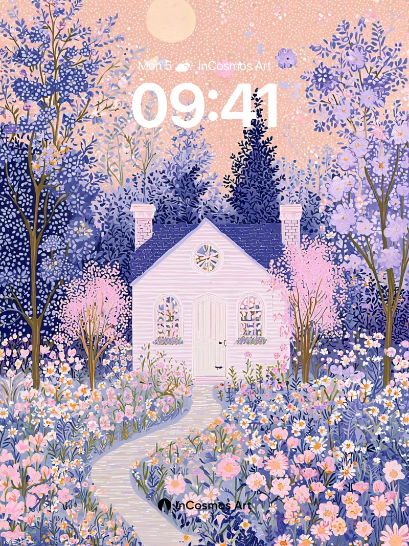 Whispering Bloom Wallpaper with Starlight Path