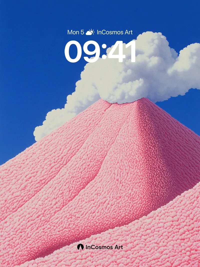 Pink Velvet Mountain Wallpaper with Cloud Crown