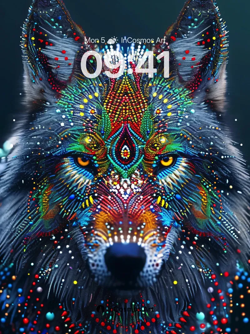 Cosmic Fox Wallpaper with Beaded Light