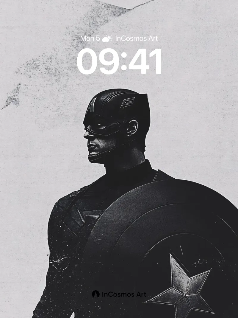 Shadowed Sentinel Wallpaper with Star-etched Shield
