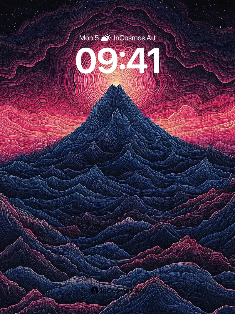 Cosmic Peaks Wallpaper with Nebula Core