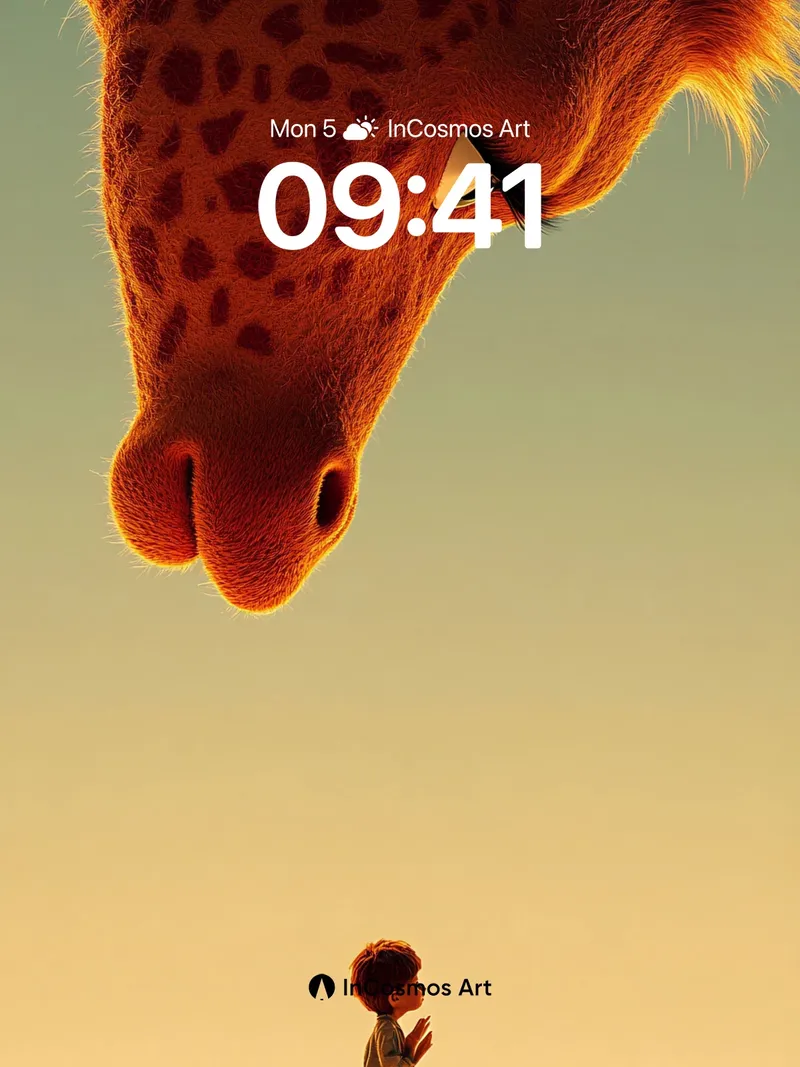 Golden Whisper Wallpaper with Giant Giraffe Gaze