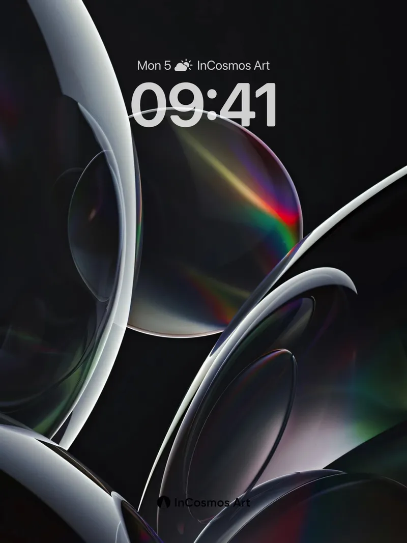 Luminous Void Wallpaper with Rainbow Glass Veins