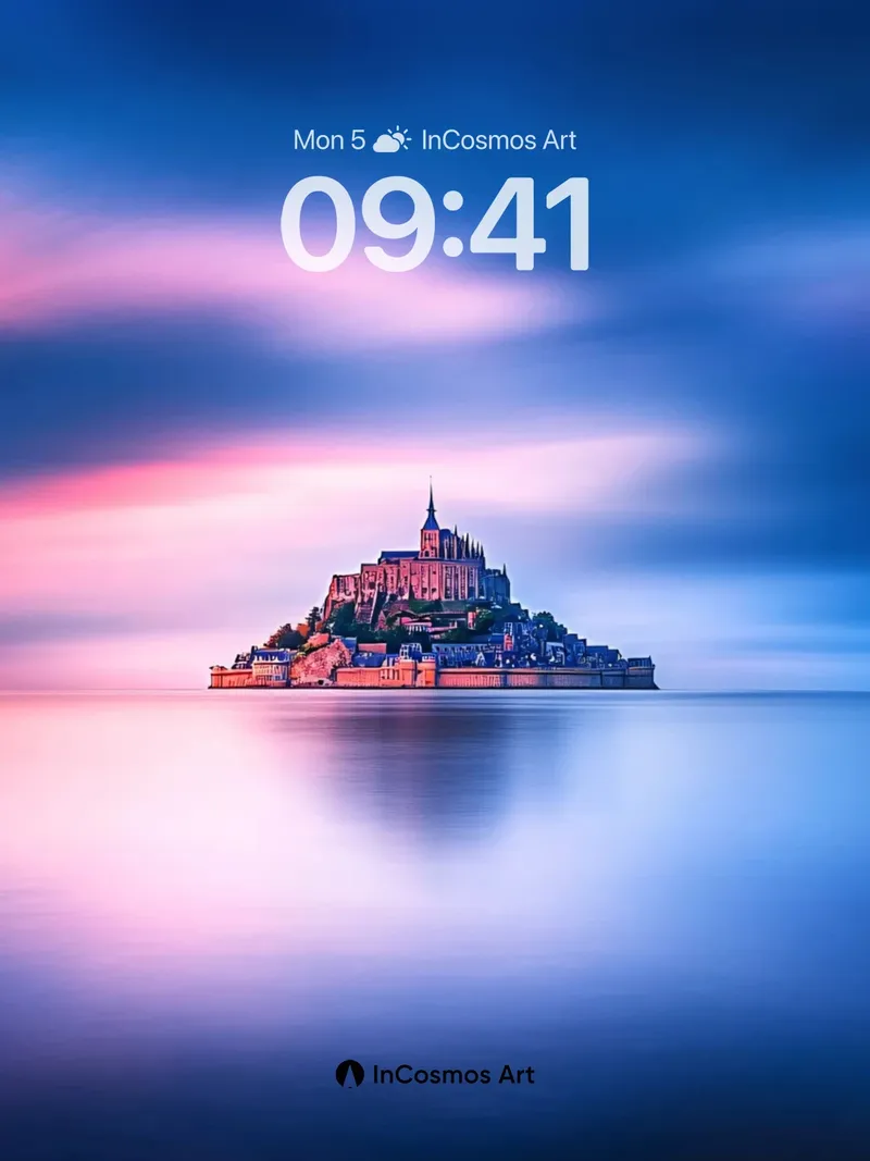 Serene Monastic Mirage Wallpaper with Ethereal Reflection